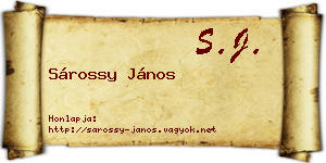 Sárossy János névjegykártya